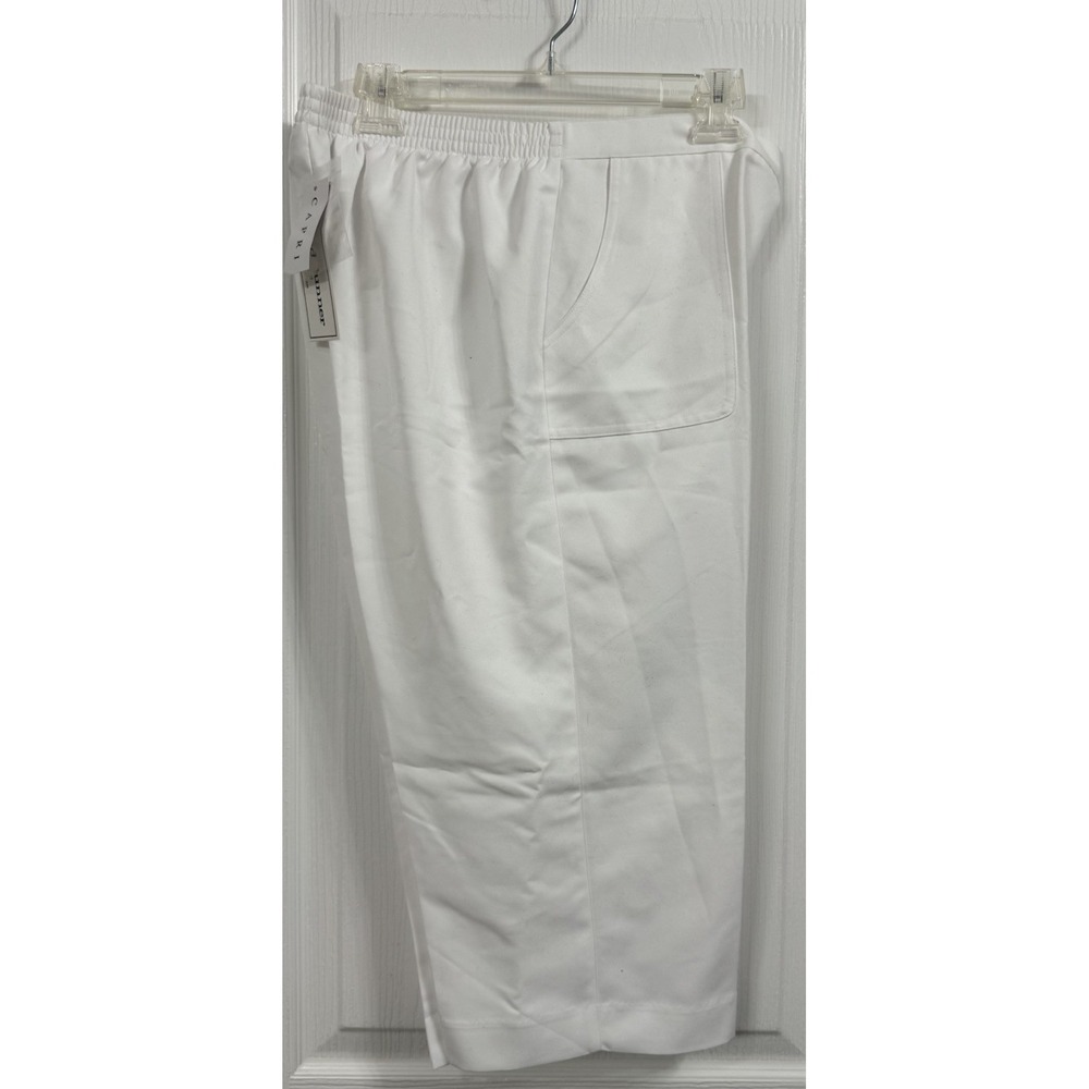 Women's Alfred Dunner Cropped Pants Acapolco White Cargo Pocket NWTs 14P - Picture 2 of 6